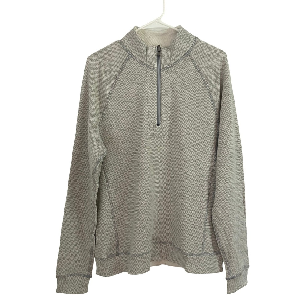 American Giant Men's Gray Cream Reversible Half Zip Pullover Small NWOT